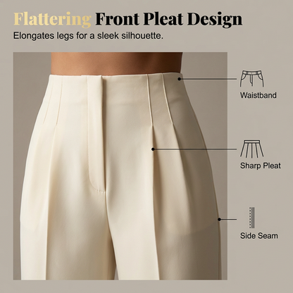 Pantalon élégant plissé à jambes larges pour femmes