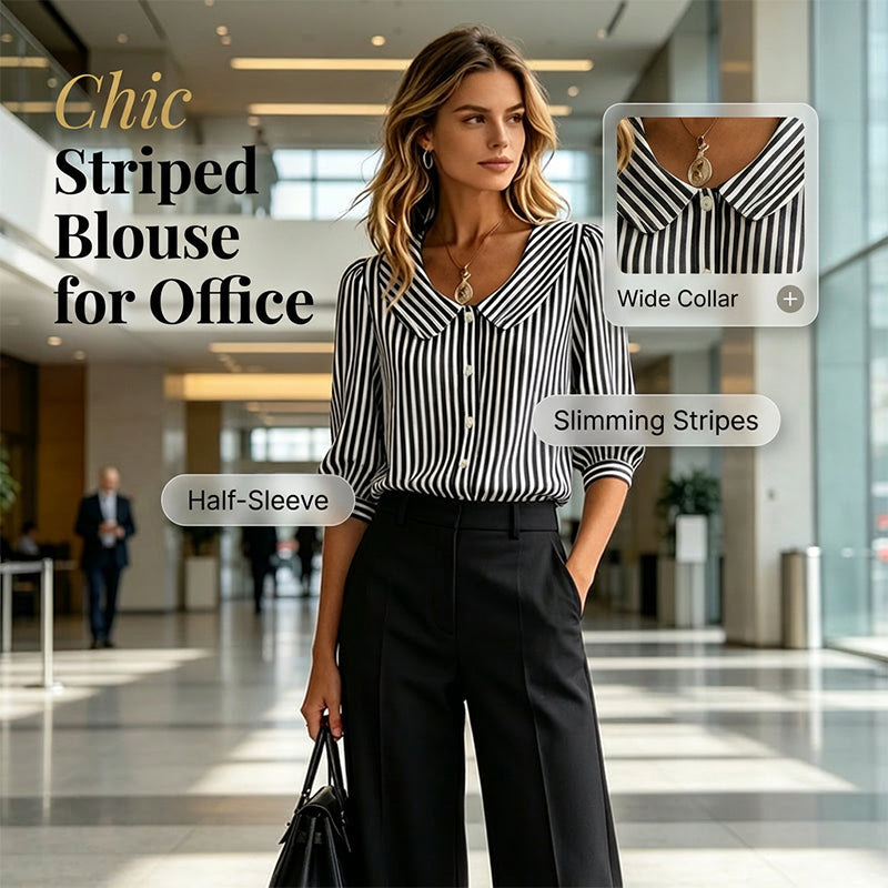 🔥Nouveautés et offres spéciales - Chemise à rayures boutonnée « Summer Commuter »