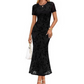 🌸 50% OFF NOW!💃 Robe sirène en maille à fleurs pour femme – Taille froncée et style romantique – Idéale pour une soirée en amoureux ✨