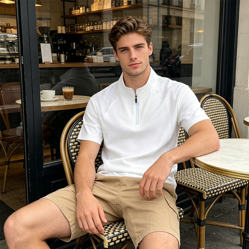 T-shirt de sport à demi-fermeture éclair à séchage rapide pour homme