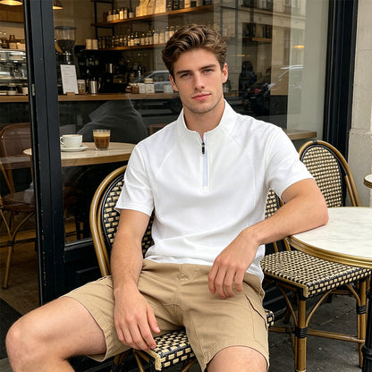 T-shirt de sport à demi-fermeture éclair à séchage rapide pour homme