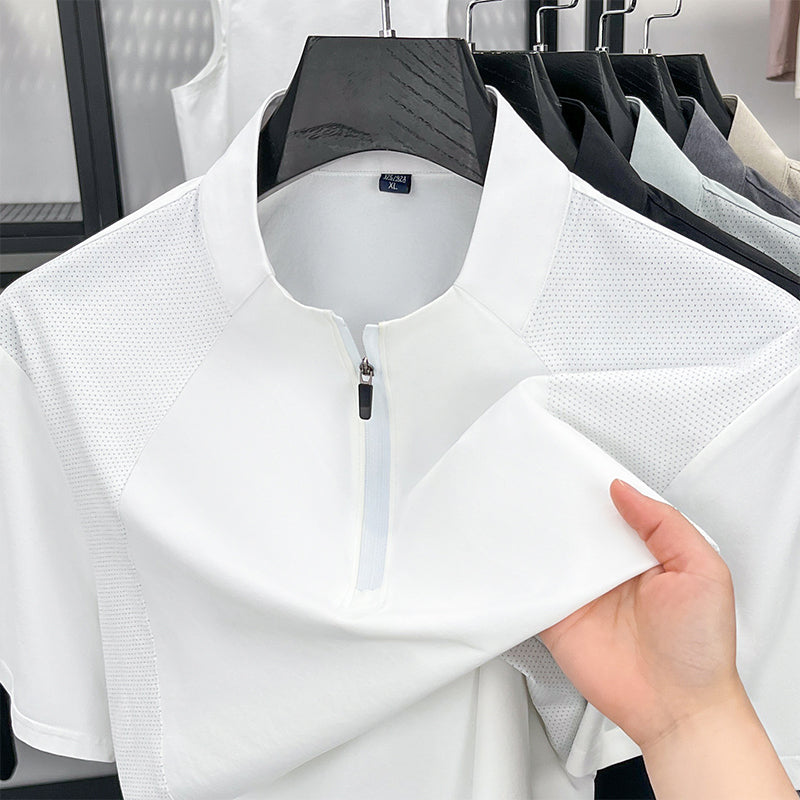 T-shirt de sport à demi-fermeture éclair à séchage rapide pour homme