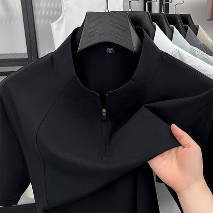 T-shirt de sport à demi-fermeture éclair à séchage rapide pour homme