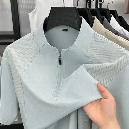 T-shirt de sport à demi-fermeture éclair à séchage rapide pour homme