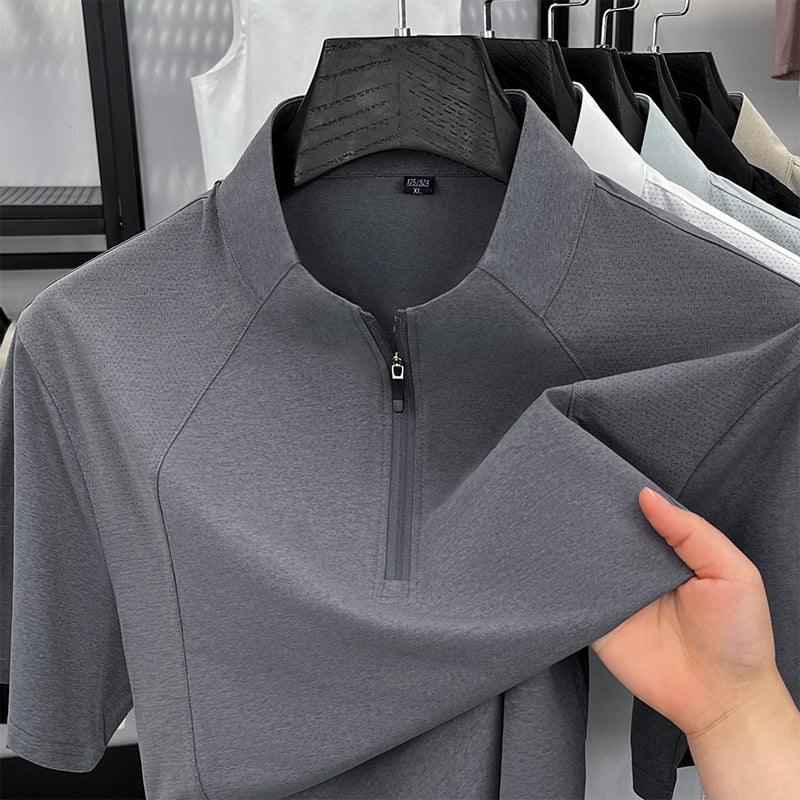 T-shirt de sport à demi-fermeture éclair à séchage rapide pour homme