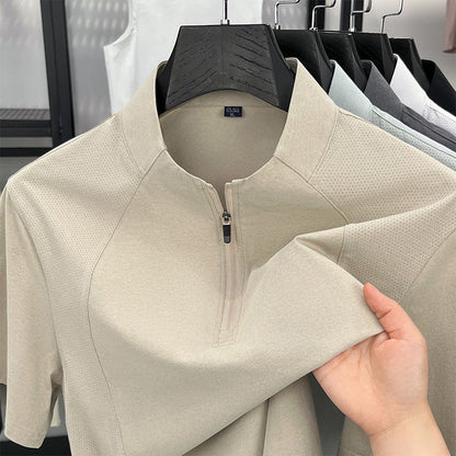 T-shirt de sport à demi-fermeture éclair à séchage rapide pour homme