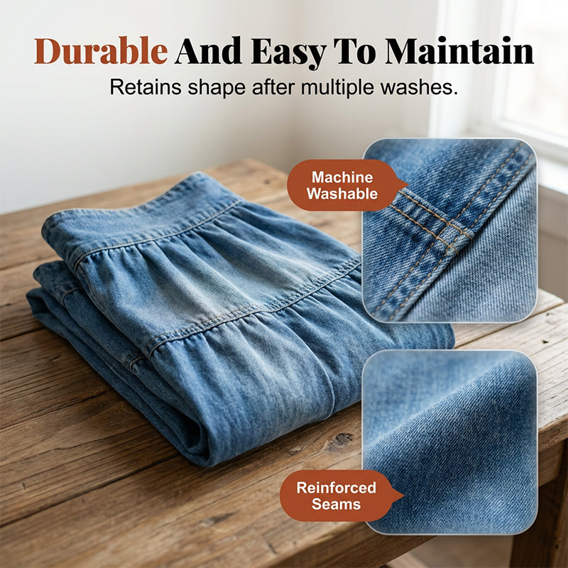 👗 PROMO LIMITÉE 50% DE RÉDUCTION ! ✨ Jupe Maxi Denim – Taille Haute, Évasée, Étagée ✨