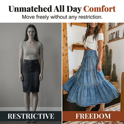 👗 PROMO LIMITÉE 50% DE RÉDUCTION ! ✨ Jupe Maxi Denim – Taille Haute, Évasée, Étagée ✨