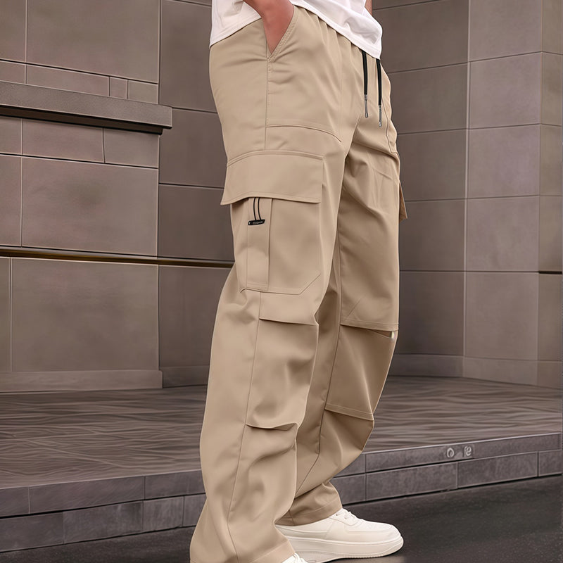Pantalon cargo droit à multiples poches pour homme