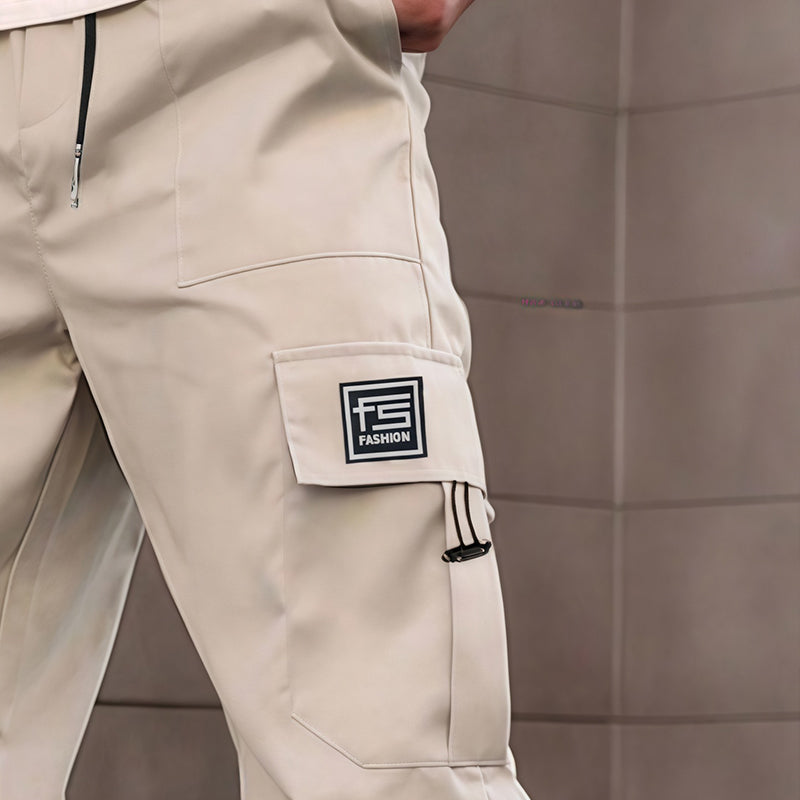 Pantalon cargo droit à multiples poches pour homme