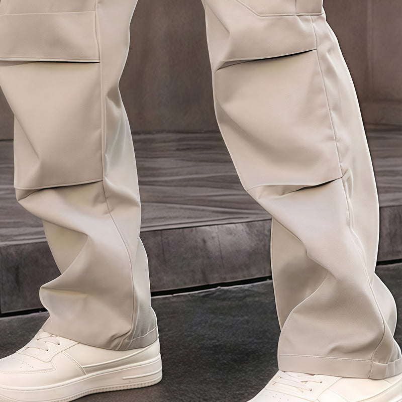 Pantalon cargo droit à multiples poches pour homme