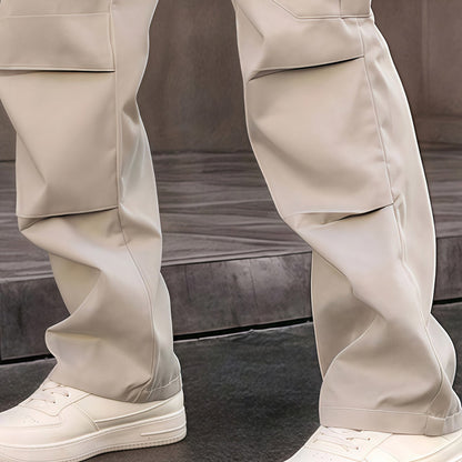 Pantalon cargo droit à multiples poches pour homme