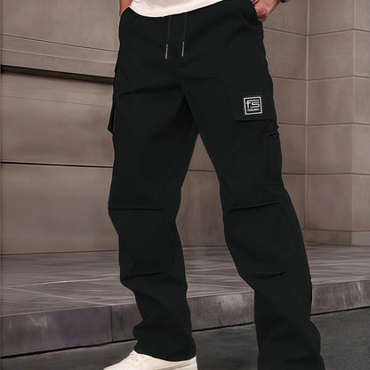 Pantalon cargo droit à multiples poches pour homme