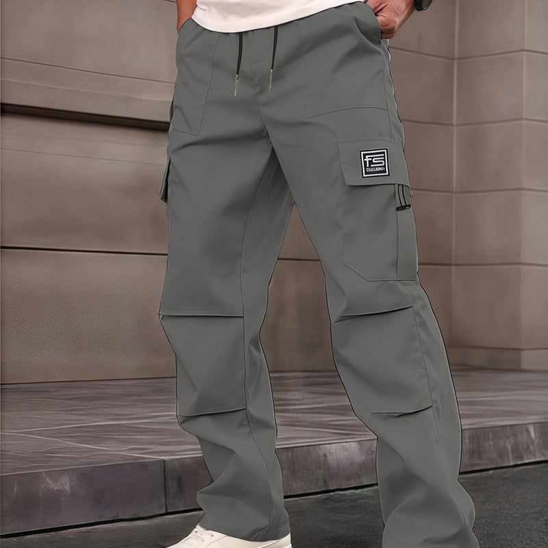Pantalon cargo droit à multiples poches pour homme