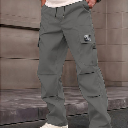 Pantalon cargo droit à multiples poches pour homme
