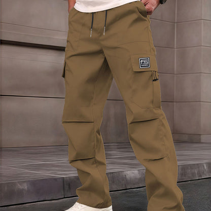Pantalon cargo droit à multiples poches pour homme