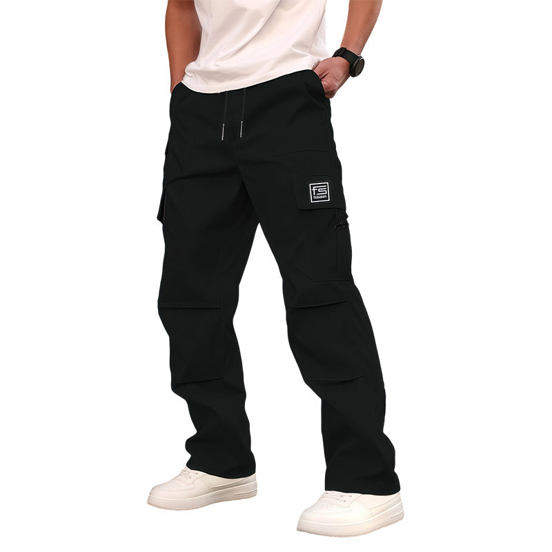 Pantalon cargo droit à multiples poches pour homme
