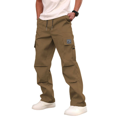 Pantalon cargo droit à multiples poches pour homme