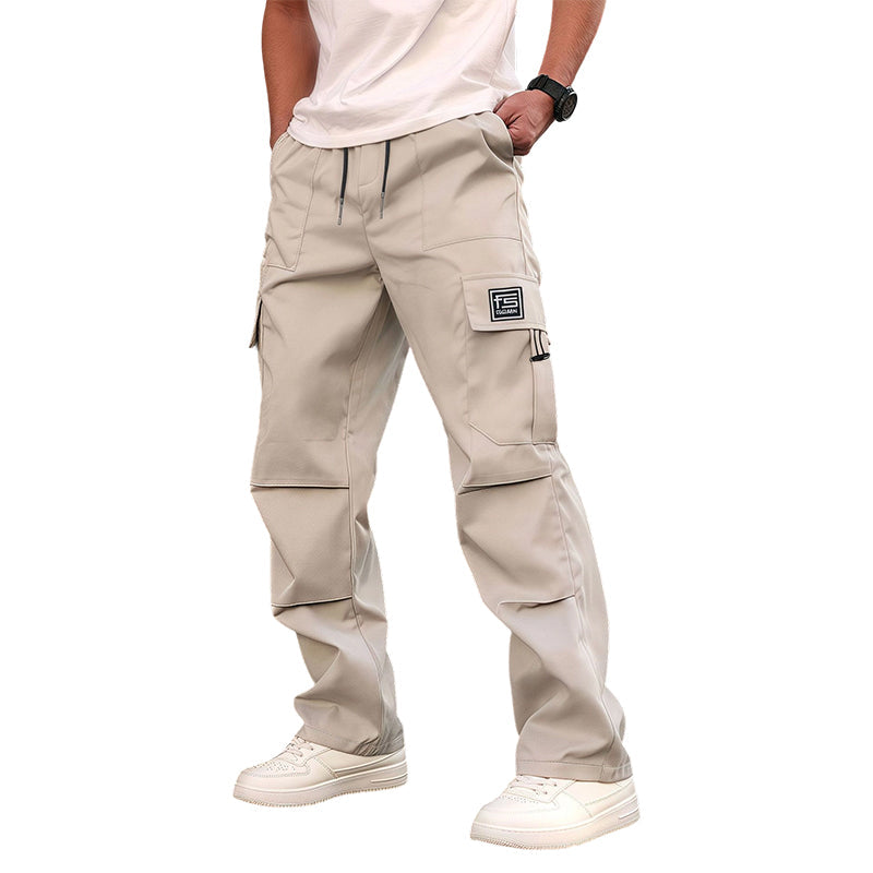 Pantalon cargo droit à multiples poches pour homme