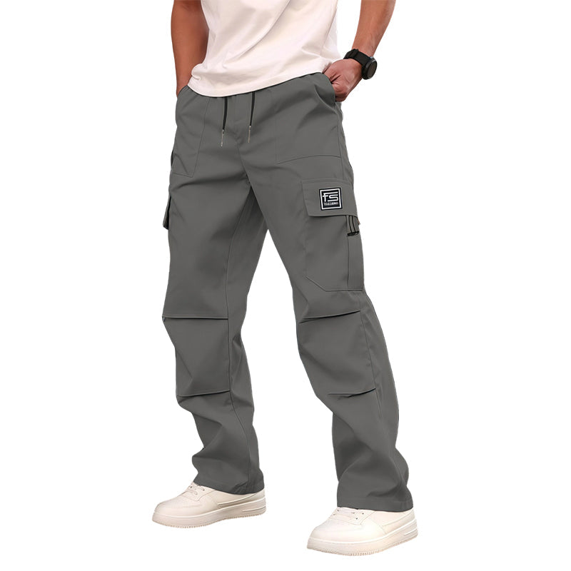 Pantalon cargo droit à multiples poches pour homme