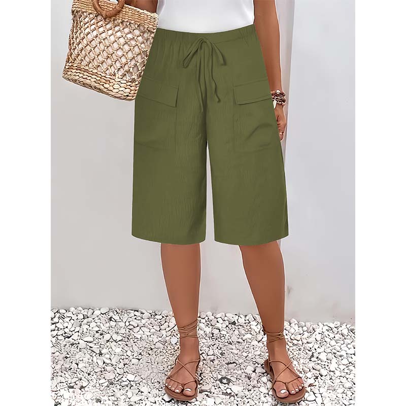 Short capri décontracté à cordon pour femme