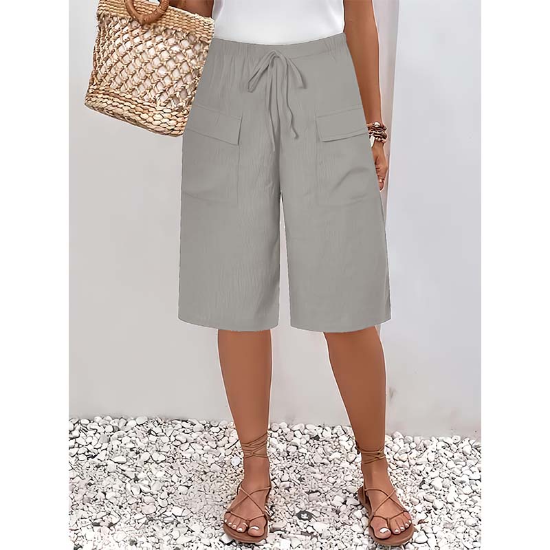 Short capri décontracté à cordon pour femme