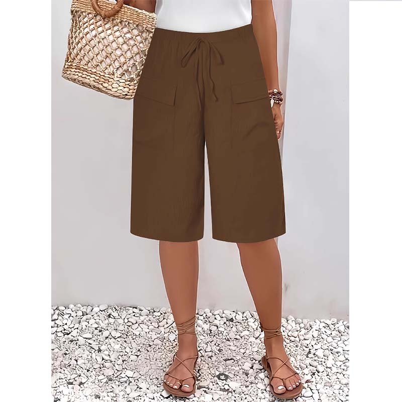 Short capri décontracté à cordon pour femme