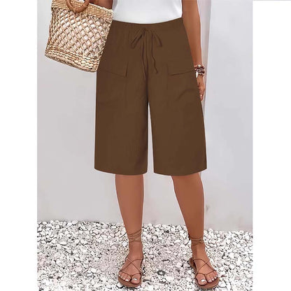 Short capri décontracté à cordon pour femme