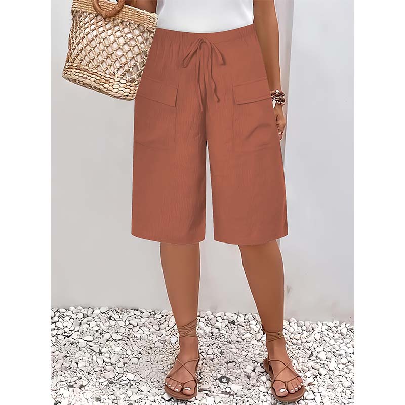 Short capri décontracté à cordon pour femme