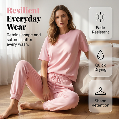 Ensemble décontracté à manches courtes pour femme (haut et pantalon)