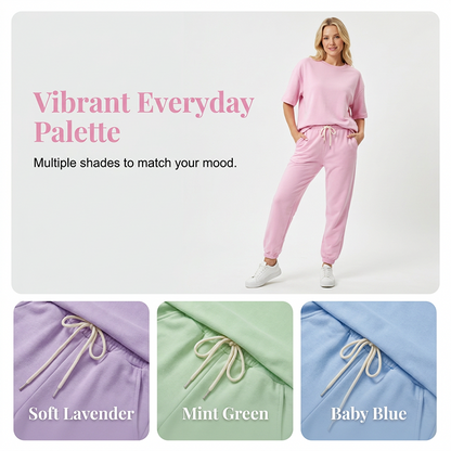 Ensemble décontracté à manches courtes pour femme (haut et pantalon)