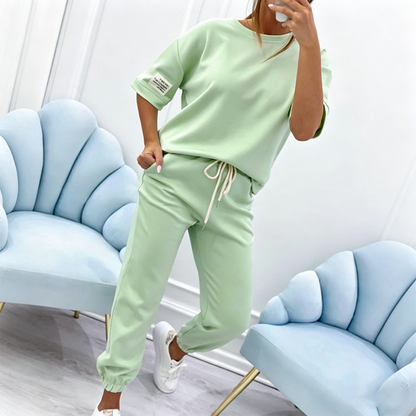 Ensemble décontracté à manches courtes pour femme (haut et pantalon)