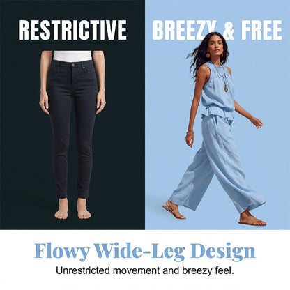 🔥Offre spéciale Nouveautés 2026 - Ensemble femme composé d'un haut sans manches à encolure smockée et d'un pantalon