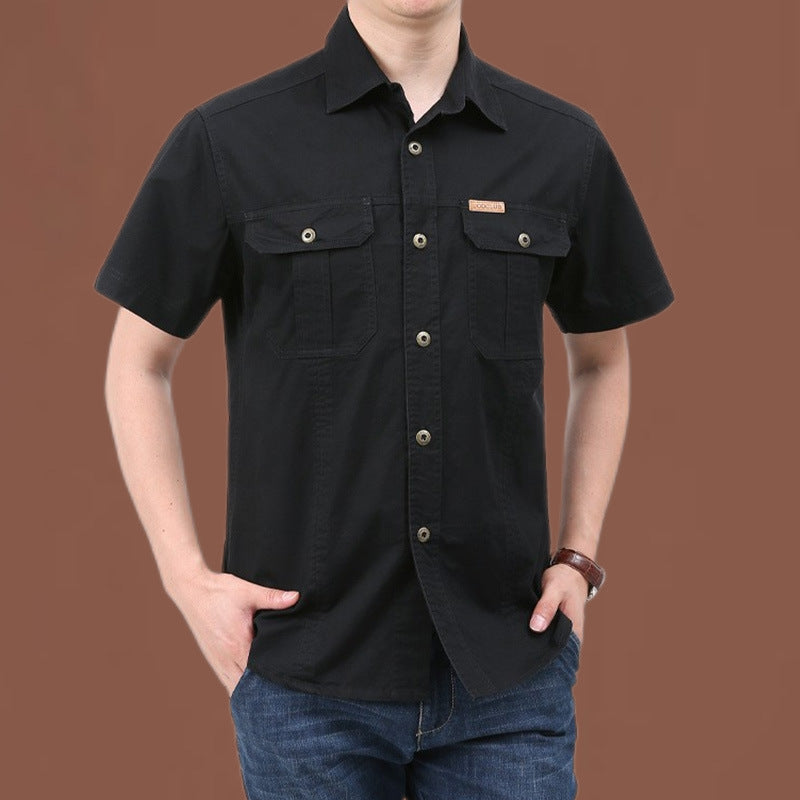 Chemise décontractée à manches courtes en coton pour homme