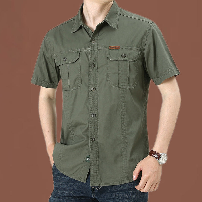 Chemise décontractée à manches courtes en coton pour homme