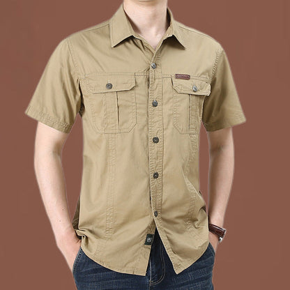 Chemise décontractée à manches courtes en coton pour homme