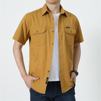 Chemise décontractée à manches courtes en coton pour homme