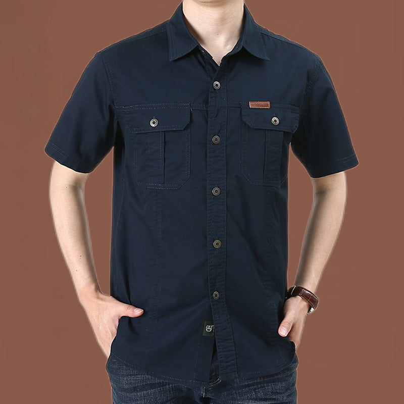Chemise décontractée à manches courtes en coton pour homme