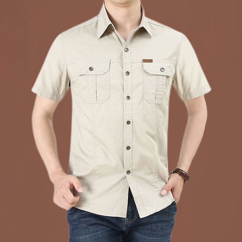 Chemise décontractée à manches courtes en coton pour homme