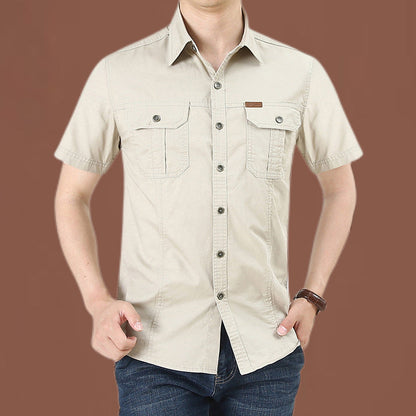 Chemise décontractée à manches courtes en coton pour homme