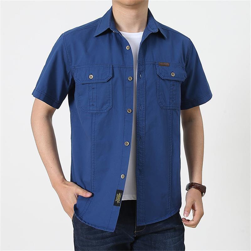 Chemise décontractée à manches courtes en coton pour homme