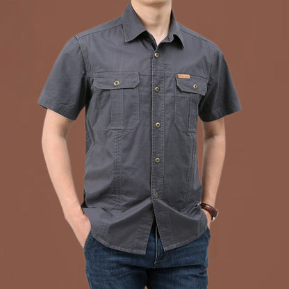 Chemise décontractée à manches courtes en coton pour homme