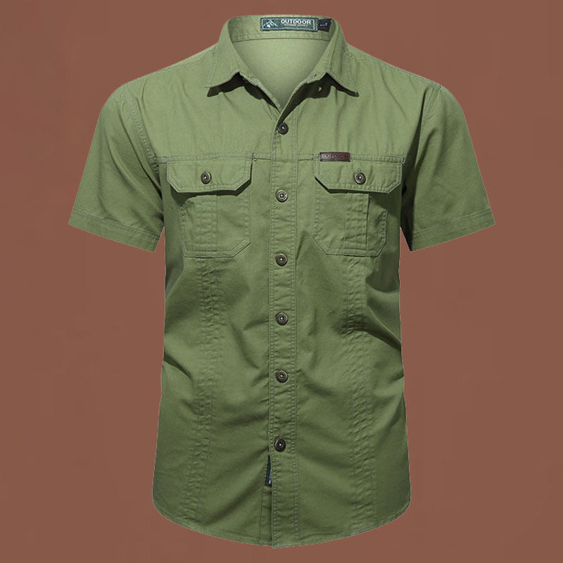 Chemise décontractée à manches courtes en coton pour homme