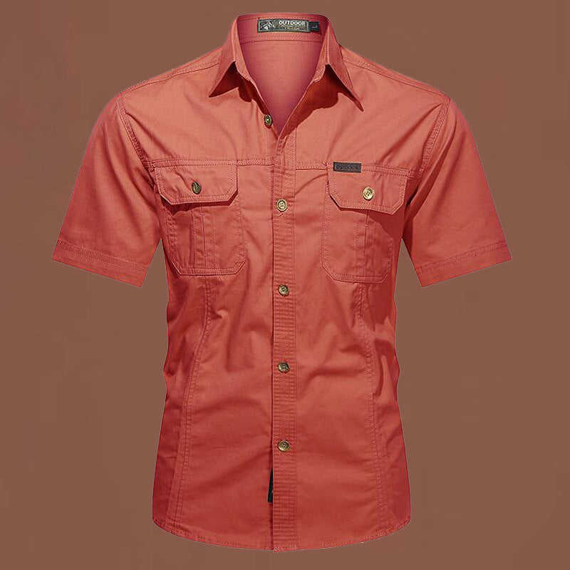 Chemise décontractée à manches courtes en coton pour homme