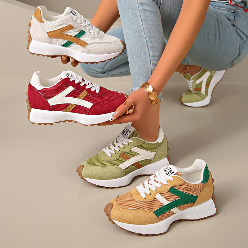 Baskets à Plateforme Rétro en Mesh pour Femme