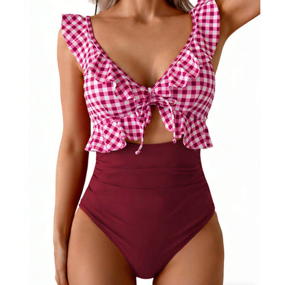 🏖️ SOLDES D'ÉTÉ – 50% DE RÉDUCTION ! 🌊 Maillot de Bain Une Pièce Aqua Eve pour Femme – Amincissant Ventre, Encolure en V Flatteuse & Volants Élégants – Design Froncé & Découpes Chics – Sublimez Vos Courbes avec Style 💃🩱💕