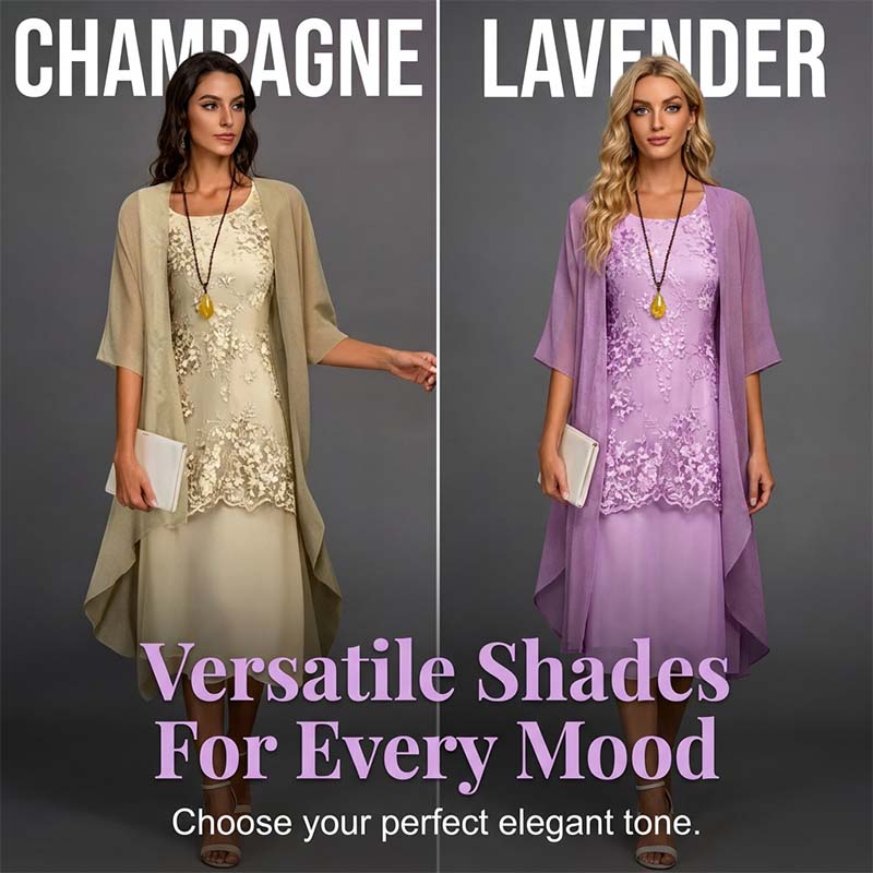 Ensemble robe formelle mi-genou et cardigan pour femme