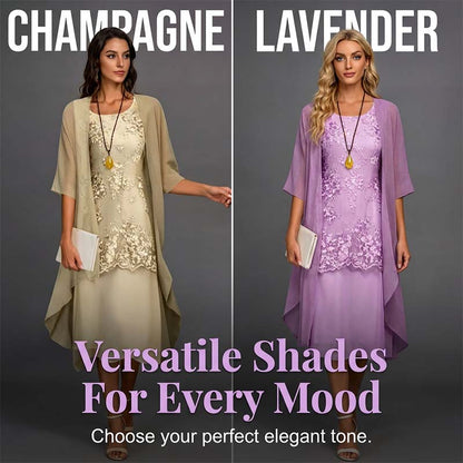 Ensemble robe formelle mi-genou et cardigan pour femme