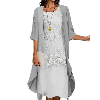 Ensemble robe formelle mi-genou et cardigan pour femme