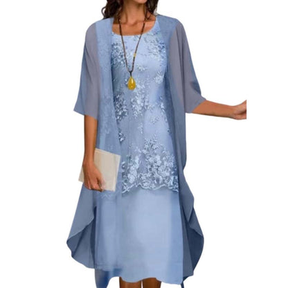 Ensemble robe formelle mi-genou et cardigan pour femme